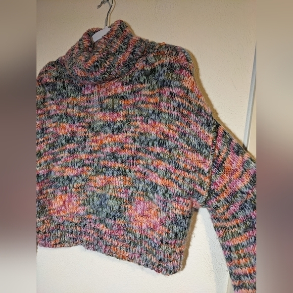 Wild fable multicolor space dye cropped oversized turtleneck pullover sweater - Picture 8 of 15